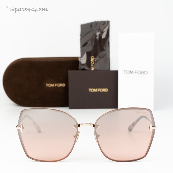 Tom Ford Women Sunglasses Gold Bordeaux Mirror Butterfly FT1107 28U BRAND NEW